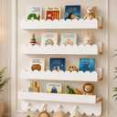 Nursery Book Shelves, 4 Pack White Floating Shelves for Wall Kids, Wall Book Shelves, Scalloped Shelves for Bedroom Kids, Toddler Room, Baby Room, Scalloped Wall Shelf, 16.5 x 2 x 4.7 inches