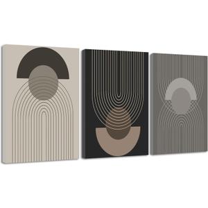 Boho Vintage Line Wall Art Framed Mid Century Bohemain Wall Decor Abstract Modern Artwork Home Office Living Room Prints Ready to Hang 12x16in Framed (16L" x 12W", Wrapped Framed)