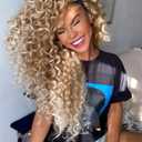 Unionbeauty GoGo Curl Crochet Hair 8 Packs Water Wave Crochet Braids 14 Inch Curly Crochet Hair for Black Women Deep Wave Ombre Brown Blonde Synthetic Curly Braiding Hair Extension T27/613#