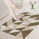 Abstract Neutral Small Carpet 2x3 Washable Geometric Brown Area Rugs Doormat for Entryway Bathroom Living Room Bedroom Washing Room Non Slip