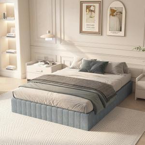 Metal Box Spring with Upholstered Fabric Cover, 9 Inch High Profile Heavy Duty Box Springs, Black Bed Base Non Slip Mattress Foundation, Full Size