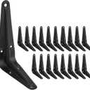 20 Pack 4 x 3 Inch Heavy Duty Black Metal Floating Shelves Brackets, L Bracket Corner Brace Support, Wall Mount, 60 lbs Capacity Each