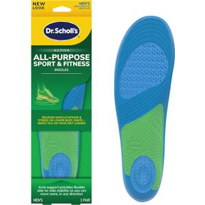 Dr. Scholls Sport Insoles - Superior Shock Absorption and Arch Support to Reduce Muscle Fatigue and Stress on Lower Body Joints for Men Size 8-14 (1 Pair (Pack of 1))