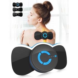 Tens Black Unit with 2 Pads,EMS Microcurrent Mini Massager Machine,Low Frequency Multi Function Physiotherapy Instrument Muscle Stimulator,Full Body Pain Relief Therapy Device(FSA or HSA Eligible)