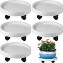 5 Pack Plant Caddy with Wheels Rolling Plant Stand with Wheels 10 Inch Plant Dolly Heavy Duty Large Potted Plant Mover with Casters for Indoor and Outdoor, White