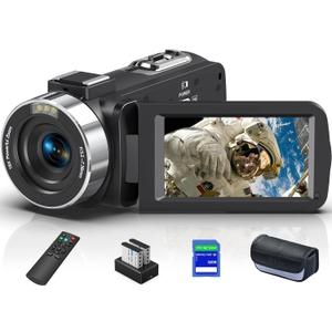 Video Camera 8K 64MP Camcorder 18X Digital Zoom YouTube Vlogging Camera Webcam IR Night Vision WiFi 3.0Touch Screen Camcorders with 32G SD Card, Remote Control and 3 Batteries (BLACK)
