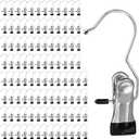 100 Pack Boot Hanger Clips Hooks, Heavy Duty Laundry Hooks with Clip, Portable Stainless Steel Clothes Pins Boot Clips for Hanging, Socks Towels Hats Pants Holder for Travel, Closet