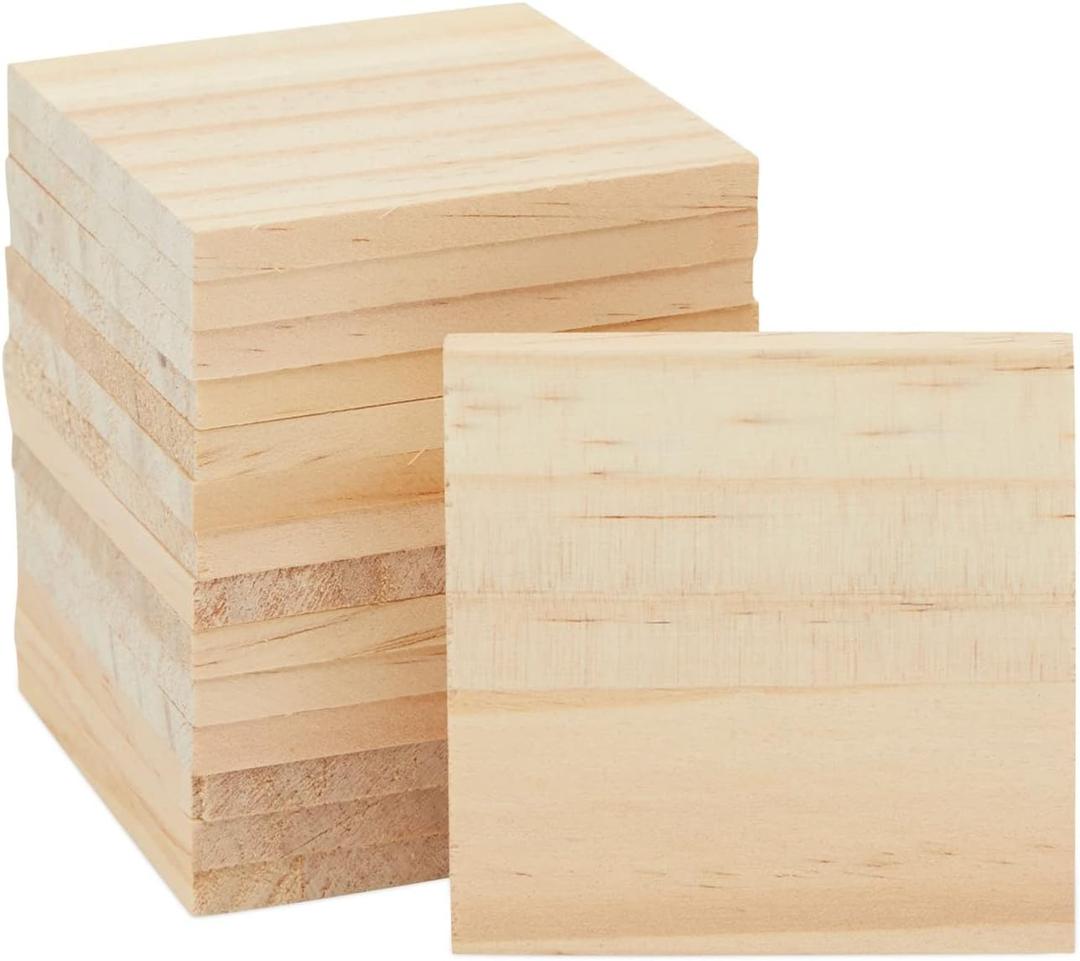 Bright Creations Unfinished Wooden Square Cutouts for Crafts, 1/4 inch Thick for Wood Burning, Engraving (3 x 3 Inches) - Pack of 15