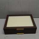 Ikkle Walnut Two-Tier Knife Display Case with Drawer and Real Glass Window Top for Knife Storage and Collections