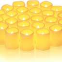 Homemory 24Pack Flickering Flameless Votive Candles,200+Hour Electric Fake Candles,Battery Operated LED Tealight for Wedding,Outdoor,Table,Halloween,Christmas Decor(Warm White,Battery Included)