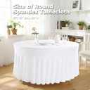 10 Pack White Round Spandex Tablecloths for 60in Tables, 120 Inch Stretch Fitted Table Skirts, Wrinkle-Free Washable Polyester Covers for Wedding, Banquet & Party, 10 pcs