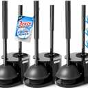 3Pack 2 in 1 Toilet Brush and Plunger Set, Extended Handle Plunger,Toilet Bowl Brush Plunger Set,Bathroom Cleaning Tools,Toilet Brush Plunger Combo,Cleaning Brush,Cleaning Supplies (21inch) (Black)