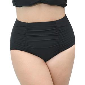 Women Plus Size Ruched High Waisted Black Bikini Bottoms Full Coverage Swimsuit Bottom Tummy Control Swim Bottoms L Women Plus Size Ruched High Waisted Black Bikini Bottoms Full Coverage Swimsuit Bottom Tummy Control Swim Bottoms L