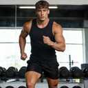 HODOSPORTS Tank Tops Men Workout Sleeveless Muscle Shirt Gym Tank Tops for Men Athletic Running Beach Loose Fit Tees Black (Black, L)