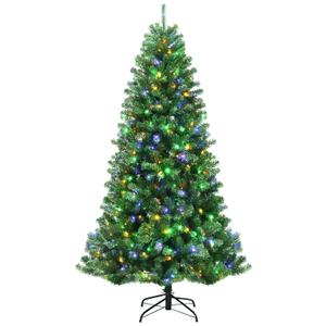8ft Pre-lit Hinged Christmas Tree with Remote Control & 9 Lighting Modes