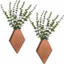 Chunful 2 Pcs Wooden Wall Planter Decor Hanging Fake Plants Greenery Flowers Holder Vase Boxes for Wall Bohemian Farmhouse Room Kitchen Office Indoor Decoration(Walnut Color,7.1 x 4.7 x 1.2 Inches)