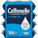 Cottonelle Fresh Care Flushable Wet Wipes, Adult Wet Wipes, 4 Flip-Top Packs, 42 Wipes Per Pack (168 Total Wipes), Packaging May Vary (BB: 12/2026)