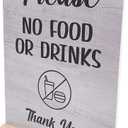 Please No Food Or Drinks Sign - Customer notice, no eating or drinking, A4 size (White Stand)