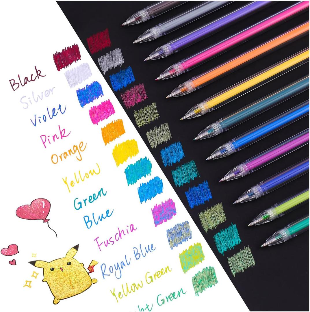 Dyvicl Dual Metallic Gel Pens, Liquid Glitter Gel Pens for Coloring, Doodling, Drawing, Scrapbooking, Card Making, Illustrations, Journaling, Set of 12