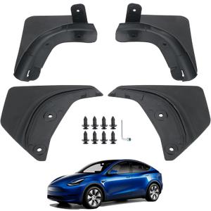 Jawjut Mud Flaps, Compatible with Tesla Model Y 2023 2024,Splash Guard Accessories, No Drilling Required, Black