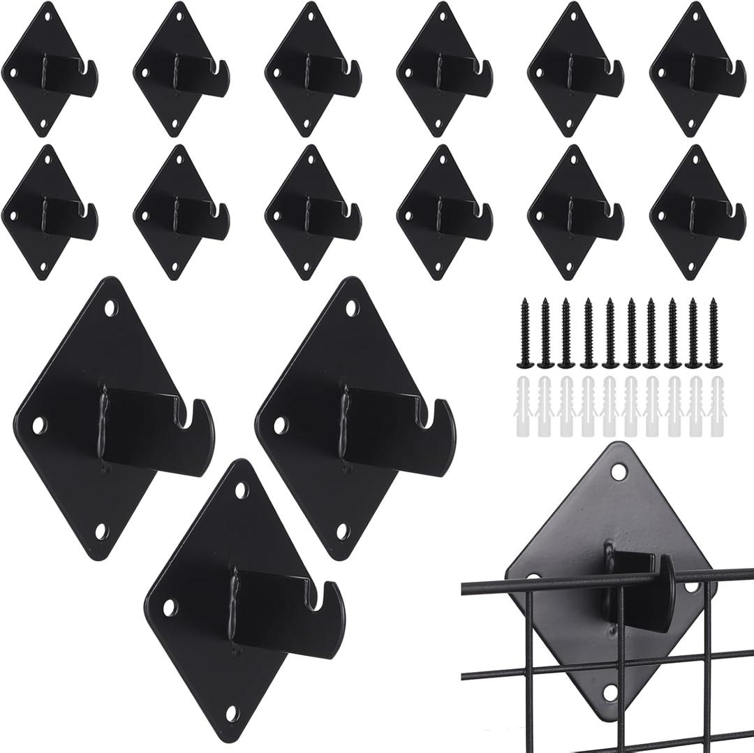 15 Pcs Gridwall Mount Brackets with Screws,Metal Grid Panel Wall Mount Bracket,Grid Wall Accessory for Grid Panels Warehouse Office Cloakroom Retail Display Wall