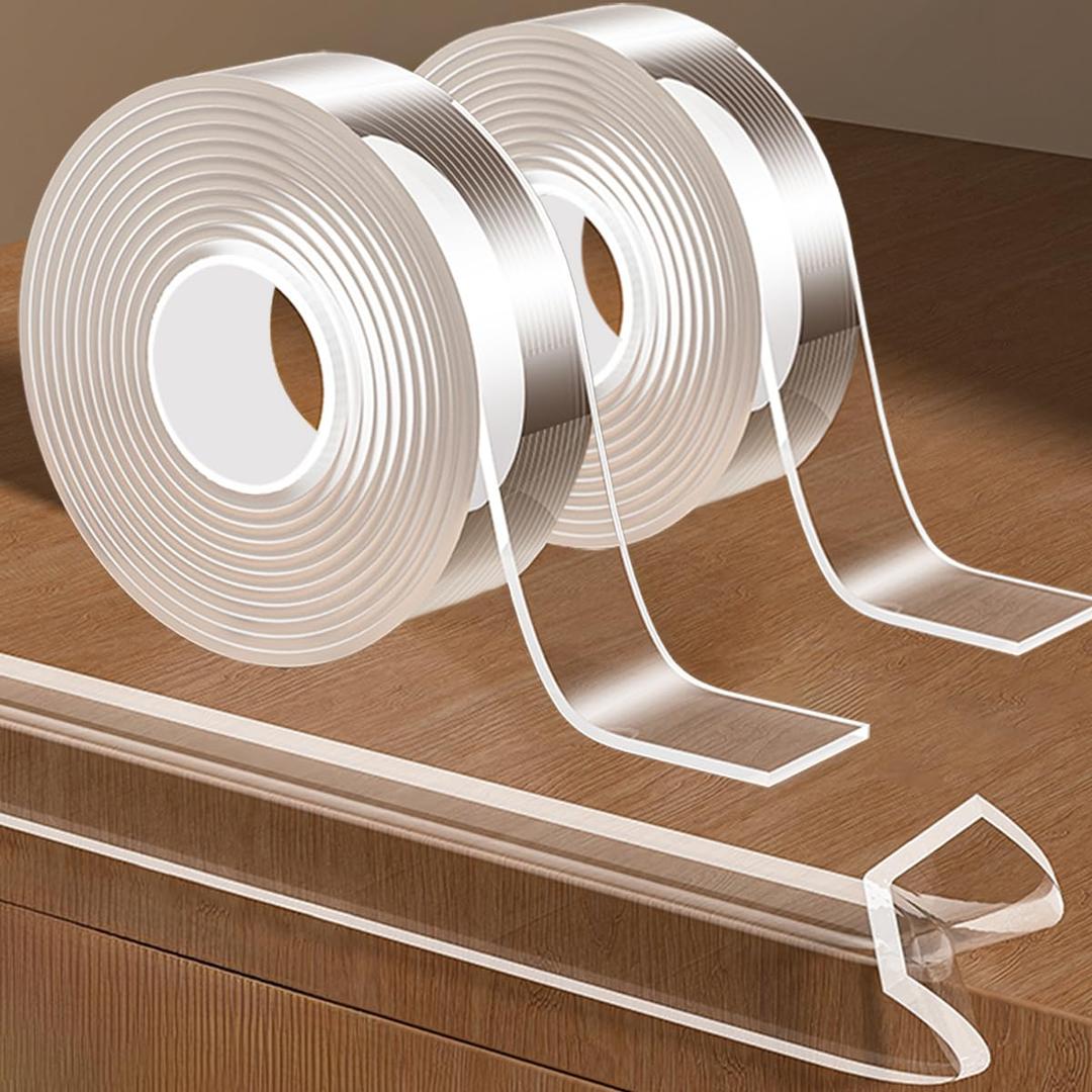 2Pack Baby Proofing Edge Protector for Baby,0.8in x 9.84ft,Clear Edge Protector Strip Sharp Edge Wrap Cover Tape, Corner Bumpers for Furniture, Crib Rail Covers for Teething