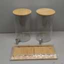 Honeydak 2 Pcs 2.5 Gallon Glass Drink Dispenser with Stand Glass Water Beverage Dispenser with Bamboo Lid and Stainless Steel Spigot Water Jar Leakproof for Picnics BBQ Lemonade Juice Party Drinks