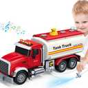 SpringFlower Toy Truck, Boy Toy for 3 4 5 6 Year Old Boys, Oil Tanker Truck Toy with Sound Light and Water Spray Function, Christmas Birthday Gifts for Boys & Girls