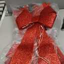 4 Pack Christmas Red Glitter Bow Lighted Decoration - 26" H - 20 Mini LED Lights