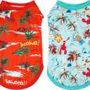 Hawaiian Dog Shirts for Xs Small Dog Puppy Doggie Girl Boy Bule Red Sleeveless Tank Top Tee Vest T Shirts Male Female Summer Outfit Pack of 2