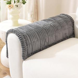 OstepDecor Washable Couch Arm Covers, Thick Soft Sofa Headrest Cover, Pet Friendly Armrest Chair and Recliner Arm Covers for Leather, Sectional, Loveseat (2 Pack 20" x 24", Dark Grey)