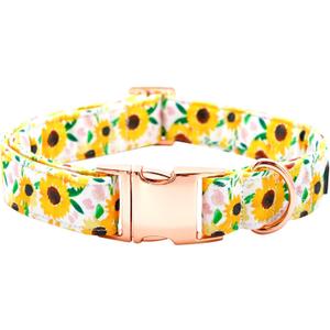 Dog Collars - Sunflower Print, Adjustable, Durable Metal Collar for X-Large Dogs