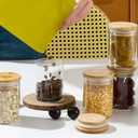 12 Packs Bamboo Qtip Holders, 10 oz Glass Round Storage Containers with Lids for Cotton Pads Swabs Balls, Jewelry/Makeup Organizer and Spice Container