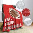 HommomH Sports Fleece Blanket 40" x 50" Eat Sleep Football Red Lightweight Fuzzy Cozy Soft Warm Throw for Man Boy Teen, Air Conditioning