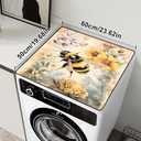 Washing Machine Cover for Top 23.6x 19.7" Pad for Top of Washer or Dryer Protector Washing Machine Dust Cover Pad Non Slip Waterproof Washable (Bee, 23.6x 19.7")