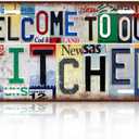 Vintage Welcome To Our Kitchen License plate Wall Decor Metal Sign Tin Signs (11.8L" x 5.9W")