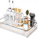 Toothbrush holderLarge Bathroom Organizer with 6 Slots Fast Drying Toothbrush, Cup & Makeup Storage for Sink Countertop,Electric & Manual Toothbrushes, Water Absorbent Diatomaceous Earth