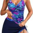 Daci Womens Tankini Swimsuits with Skirt - 2 Piece Tummy Control Bathing Suits Knot Twist Tankini Sets 2025 XL