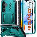 FNTCASE for Samsung Galaxy S25-Plus Case: for Samsung S24-Plus Case Military Grade Drop Proof Protection Mobile Cover with Kickstand | Matte Rugged Shockproof Protective Sturdy Phone Case (Green)
