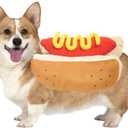 ISMARTEN Hot Dog Pet Costume, Fun Food Halloween Dog Cosplay, Christmas Costume for Small to Medium Dogs and Cats (Medium), Yellow, Red