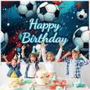 Soccer Happy Birthday Banner Backdrop Soccer Backdrop for Birthday Party Football Sports Themed Decorations Banner for Boys Party 6x4Ft