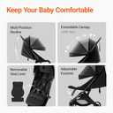 MAMAZING Ultra Air Lightweight Baby Travel Stroller with Carbon Fiber Frame, Compact & Airplane-Friendly, One-Handed Fold, 11.6 lbs, Perfect for Toddlers, Organizer & Cushion Included, Jet