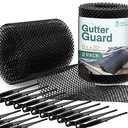 Home Intuition 4-Pack Leader and Gutter Guard from Leaves, Twigs, Branches Plastic Mesh Guards Leaf Protector 6" inch Wide 40' Feet Long Total