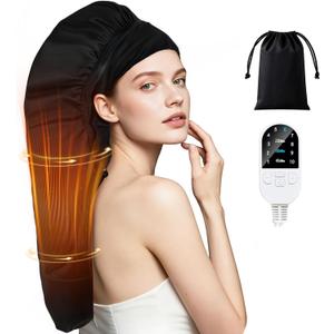 Hair Steamer Cap for Deep Conditioning, Adjustable Heat Cap for Women, 10 Heat Levels & 3 Timer Settings, Waterproof Outer & Removable Lining, for Dry, Damaged, Colored Hair