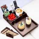 Acanacle Sofa Insert Tray for Middle Seat,Bamboo Couch Table with 2 Cup Holders,Fits Armless Sofa & Sectionals,Fold-Flat Tray for Drinks,Snacks & Remotes,Brown