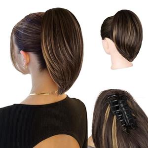 ZQIAN BEAUTY 10 Inch Ponytail Extension - Straight Pony Tails Hair Extensions, Claw Clip Ponytail Extension, Synthetic Hair Extensions Ponytail, Clip in Ponytail (Color: Brown with Blonde Highlights) ZQIAN BEAUTY 10 Inch Ponytail Extension - Straight Pony Tails Hair Extensions, Claw Clip Ponytail Extension, Synthetic Hair Extensions Ponytail, Clip in Ponytail (Color: Brown with Blonde Highlights)