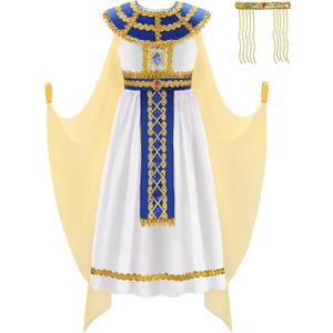 ReliBeauty Egyptian Costume Kids Girls Halloween Pharaoh Costume for Girls, 10-12/ 150