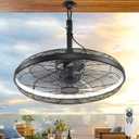 Outdoor Ceiling Fans with Lights, 20'' Gazebo Fan, Plug in Ceiling Fan for Patios, Pergola, Ceiling Fan with Remote Control, Hanging with Hook,Black
