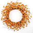 Artificial Fall Wreath 20 Inch Fall Wreaths for Front Door Orange Berry Wreath for Autumn Thanksgiving Day Harvest Festival Porch Farmhouse Wall (Multicolor-1)