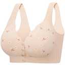 Seamless Daisy Bra for Women, Front Closure Jelly Bras Soft,Post Surgery Mastectomy Recovery,No Underwire Bralettes Beige M